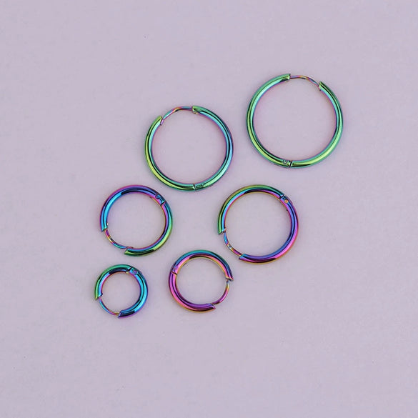 Unisex Round Stainless Steel Electroplated Geometric Hip Hop Fashionable Piercing Earrings