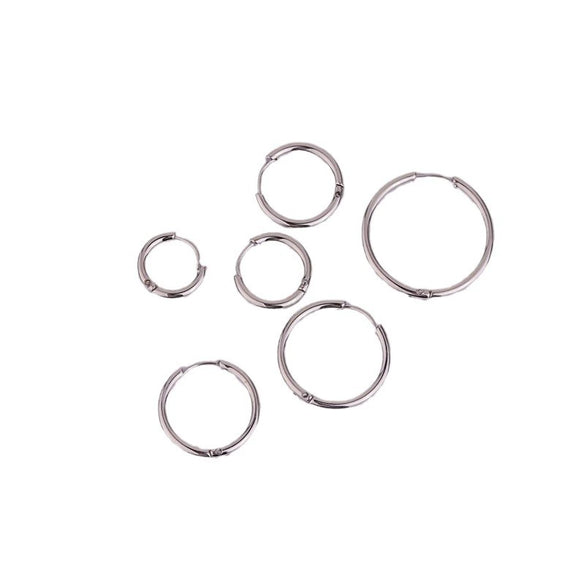 Unisex Round Stainless Steel Electroplated Geometric Hip Hop Fashionable Piercing Earrings