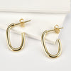 Unisex S925 Sterling Silver Oval Ear Buckle Earrings In Cold Metal Style With Geometric Design And Electroplating