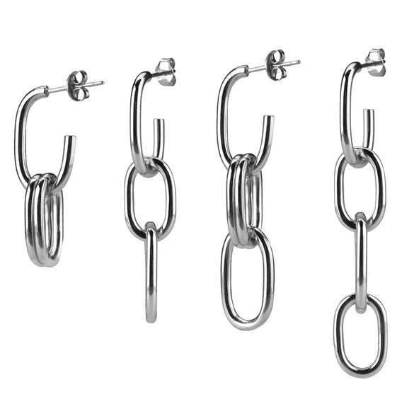 Unisex S925 Sterling Silver Oval Ear Buckle Earrings In Cold Metal Style With Geometric Design And Electroplating