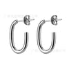 Unisex S925 Sterling Silver Oval Ear Buckle Earrings In Cold Metal Style With Geometric Design And Electroplating