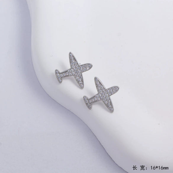 Unisex Simple Fashion Jewelry Copper Airplane Shape Pendant Necklace With Electroplating And Mixed Gemstone Setting