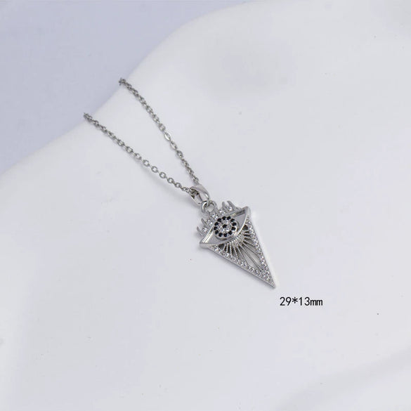 Unisex Simple Fashion Necklace Copper Electroplating Mixed Gemstone Setting O Word Chain Pendant Jewelry