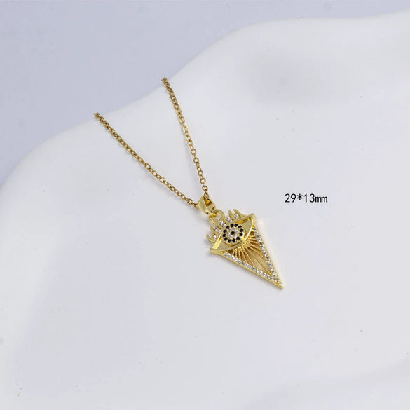 Unisex Simple Fashion Necklace Copper Electroplating Mixed Gemstone Setting O Word Chain Pendant Jewelry