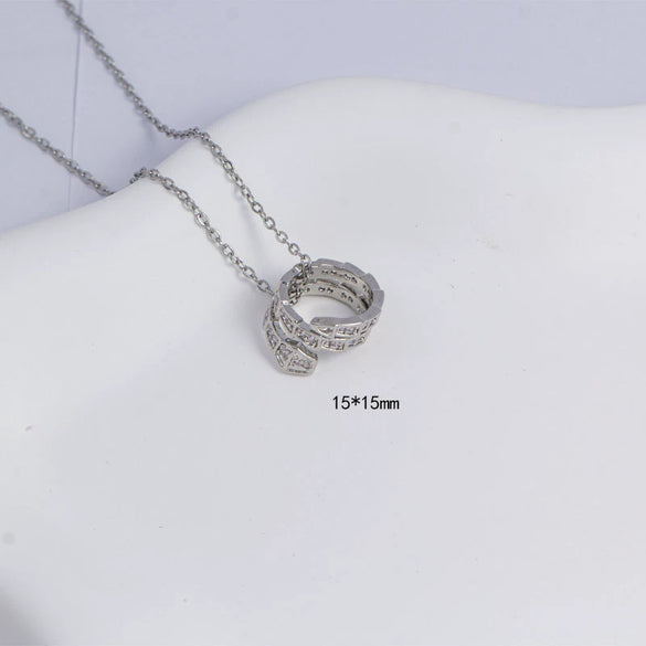 Unisex Simple Fashion Necklace Copper Electroplating Mixed Gemstone Setting O Word Chain Pendant Jewelry