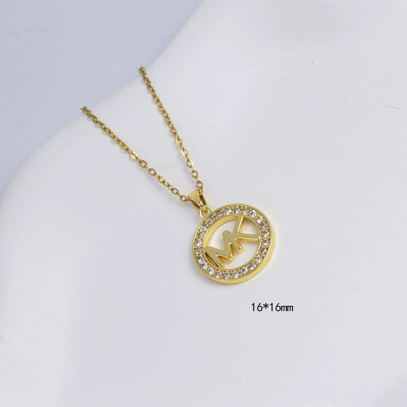 Unisex Simple Fashion Necklace Copper Electroplating Mixed Gemstone Setting O Word Chain Pendant Jewelry