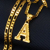 Unisex Simple Punk Cuban Letter Necklace Electroplated Copper Water Wave Chain Alphabet Pendant Necklace