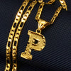 Unisex Simple Punk Cuban Letter Necklace Electroplated Copper Water Wave Chain Alphabet Pendant Necklace