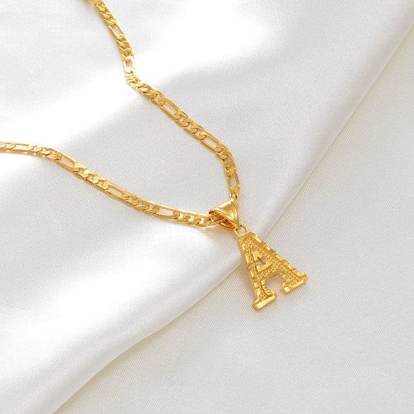 Unisex Simple Punk Cuban Letter Necklace Electroplated Copper Water Wave Chain Alphabet Pendant Necklace