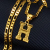 Unisex Simple Punk Cuban Letter Necklace Electroplated Copper Water Wave Chain Alphabet Pendant Necklace