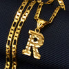 Unisex Simple Punk Cuban Letter Necklace Electroplated Copper Water Wave Chain Alphabet Pendant Necklace