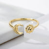 Unisex Simple Sun Moon Opening Adjustable Copper Ring With Electroplating
