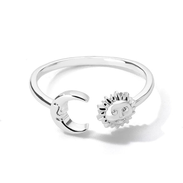 Unisex Simple Sun Moon Opening Adjustable Copper Ring With Electroplating