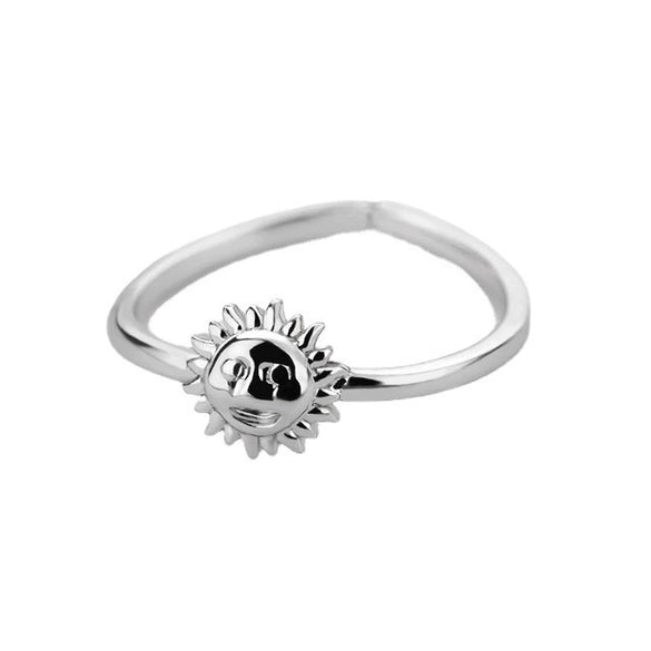 Unisex Simple Sun Moon Opening Adjustable Copper Ring With Electroplating