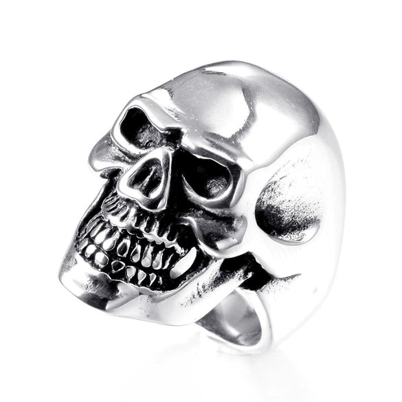 Unisex Skull Geometric Titanium Steel Ring With Polished Finish Punk Hip Hop Statement Jewelry