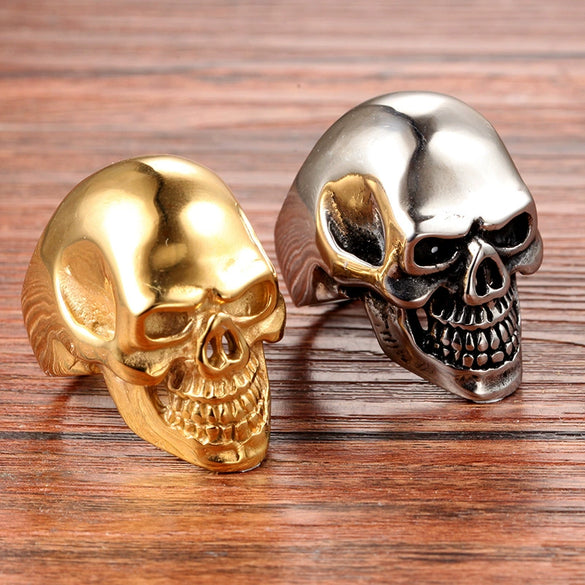 Unisex Skull Geometric Titanium Steel Ring With Polished Finish Punk Hip Hop Statement Jewelry