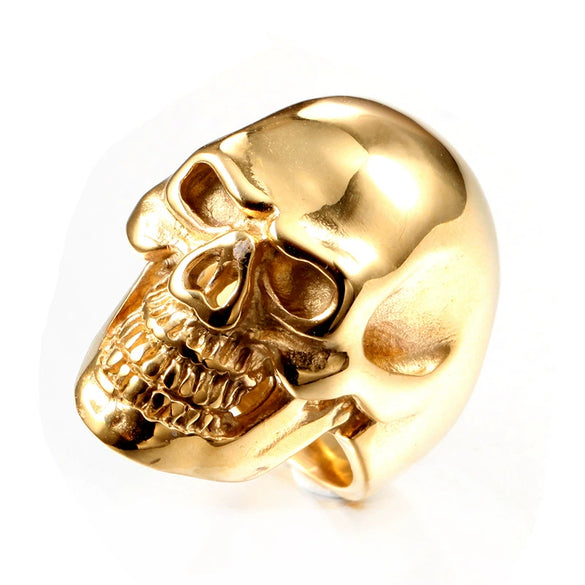 Unisex Skull Geometric Titanium Steel Ring With Polished Finish Punk Hip Hop Statement Jewelry