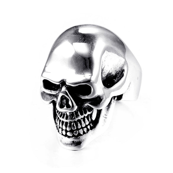 Unisex Skull Geometric Titanium Steel Ring With Polished Finish Punk Hip Hop Statement Jewelry