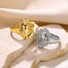 Unisex Snake Four Awn Star Leaf Shape Ring Electroplated With Crown Heart Shape Letters Numbers Text Pattern
