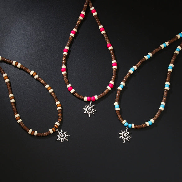Unisex Sports Style Titanium Steel And Stainless Steel Rice Bead Chain Clavicle Necklace With Geometric Design By Seiko