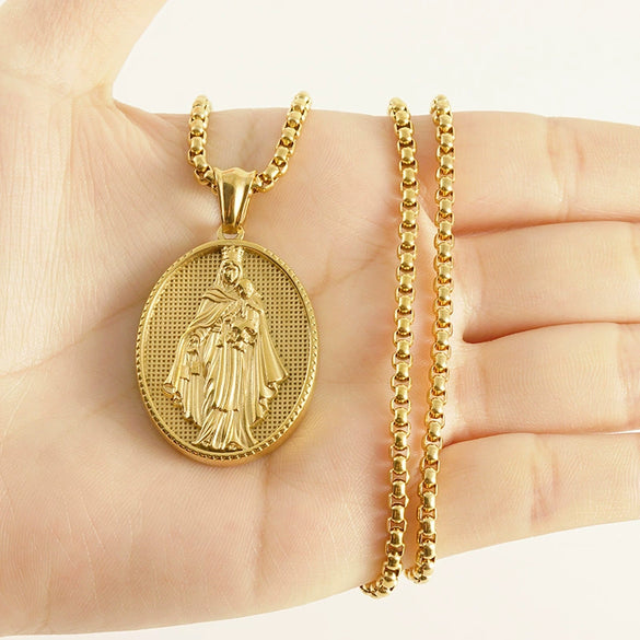 Unisex 316L Stainless Steel And Silver Necklace With Geometric Cross Pendant And Square Pearl Chain Electroplated Retro Hip Hop Style