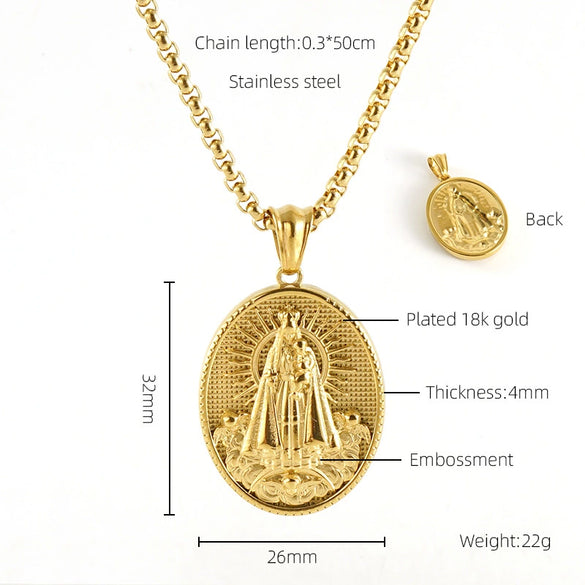 Unisex 316L Stainless Steel And Silver Necklace With Geometric Cross Pendant And Square Pearl Chain Electroplated Retro Hip Hop Style