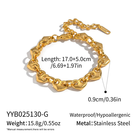 Unisex Stainless Steel And Titanium Steel Handmade Heart Water Drop Bell Pattern Electroplated Necklace And Bracelet Set
