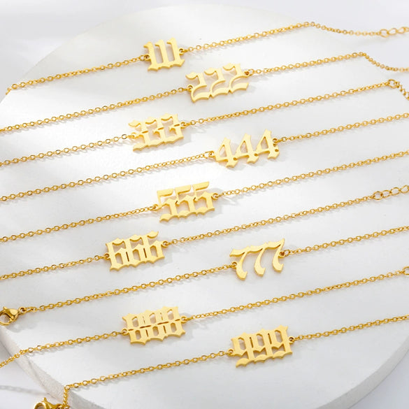 Unisex Stainless Steel Anklet With Letters Numbers Text Pattern