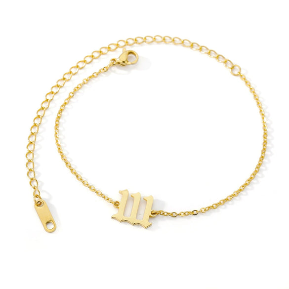 Unisex Stainless Steel Anklet With Letters Numbers Text Pattern
