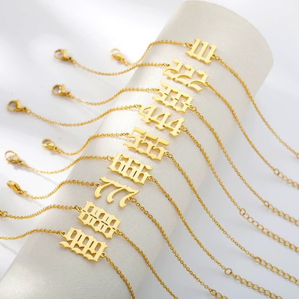 Unisex Stainless Steel Anklet With Letters Numbers Text Pattern