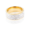 Unisex Stainless Steel Five Row Full Diamond Ring Electroplated Fashion Statement Band