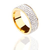 Unisex Stainless Steel Five Row Full Diamond Ring Electroplated Fashion Statement Band