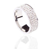 Unisex Stainless Steel Five Row Full Diamond Ring Electroplated Fashion Statement Band