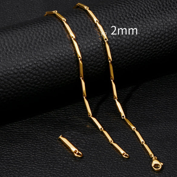 Unisex Stainless Steel Geometric Bamboo Chain Necklace With Electroplating Treatment