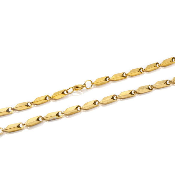 Unisex Stainless Steel Geometric Bamboo Chain Necklace With Electroplating Treatment