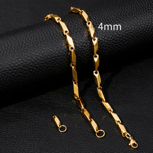 Unisex Stainless Steel Geometric Bamboo Chain Necklace With Electroplating Treatment