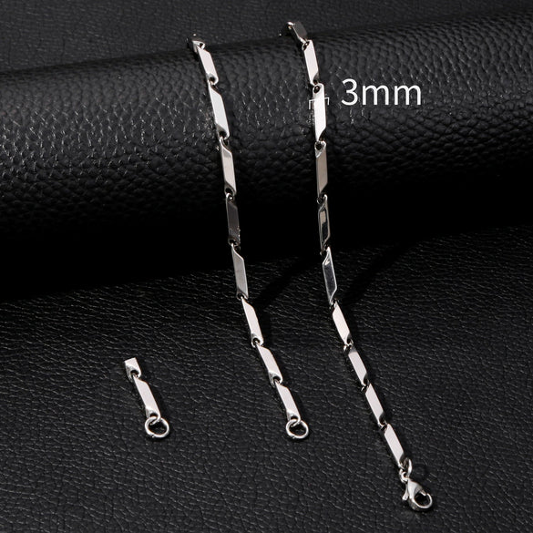 Unisex Stainless Steel Geometric Bamboo Chain Necklace With Electroplating Treatment