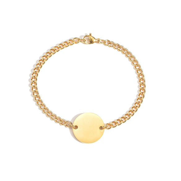 Unisex Stainless Steel Geometric Bracelet With Engraved Logo And Electroplating Treatment