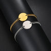 Unisex Stainless Steel Geometric Bracelet With Engraved Logo And Electroplating Treatment