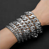Unisex Stainless Steel Geometric Cuban Chain Necklace Polished With Zircon Diamond Buckle