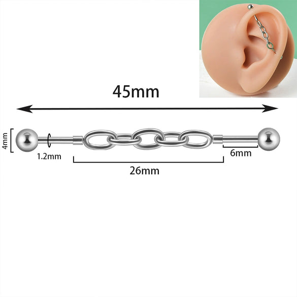 Unisex Stainless Steel Geometric Double Layer Chain Hanging Cross Detachable Ear Bridge Earrings With Electroplating