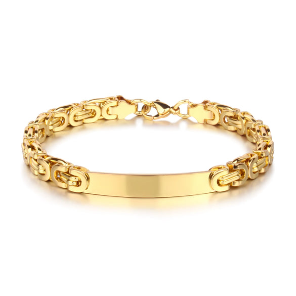 Unisex Stainless Steel Geometric Flat Loop Chain Bracelet Jewelry