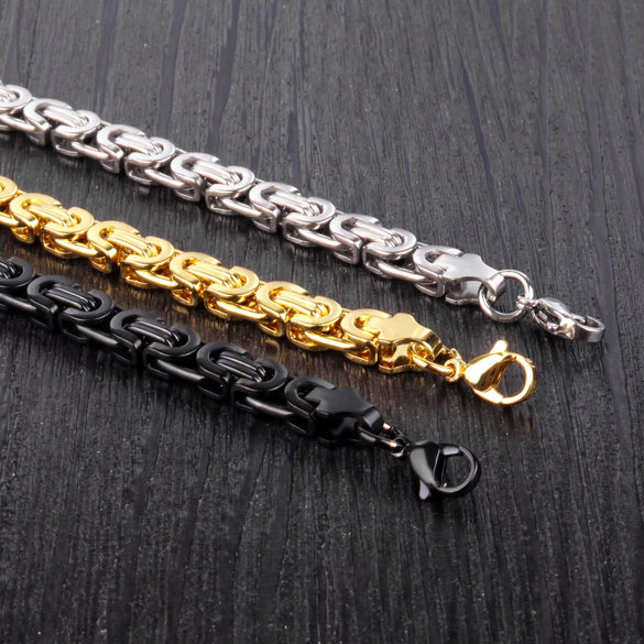 Unisex Stainless Steel Geometric Flat Loop Chain Bracelet Jewelry