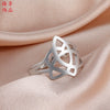 Unisex Stainless Steel Geometric Open Ring With Electroplated Finish And Adjustable Love Knot Design
