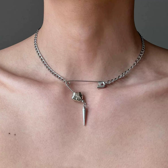Unisex Stainless Steel Geometric Pendant Necklace With Polished Finish And Lobster Clasp Minimalist Statement Jewelry
