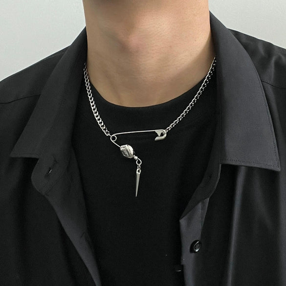Unisex Stainless Steel Geometric Pendant Necklace With Polished Finish And Lobster Clasp Minimalist Statement Jewelry