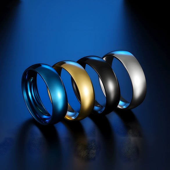 Unisex Stainless Steel Geometric Simple Smooth Ring With Electroplating