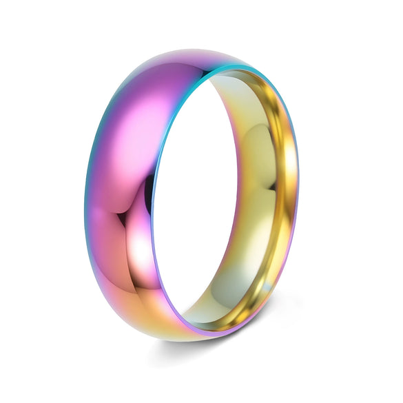 Unisex Stainless Steel Geometric Simple Smooth Ring With Electroplating