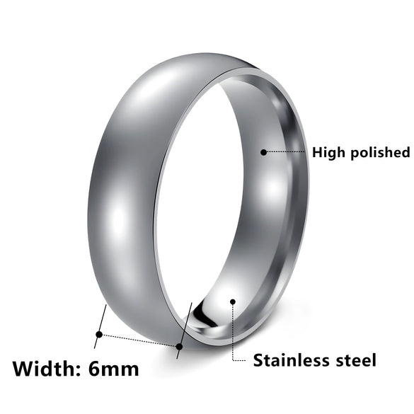 Unisex Stainless Steel Geometric Simple Smooth Ring With Electroplating