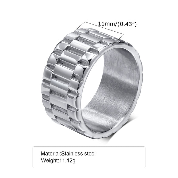 Unisex Stainless Steel Geometric Wide Band Ring In Gold Tone Personality Style Index Finger Accessory